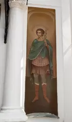 Икона Димитрия Солунского на фасаде церкови Иакова Ростовского