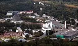Вид с Останкинской башни на Музей космонавтики