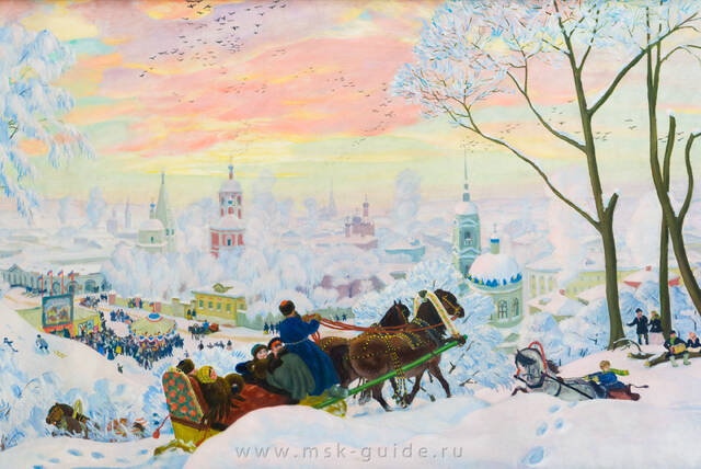 Картина «Масленица» Кустодиева Б.М. в Третьяковской галерее